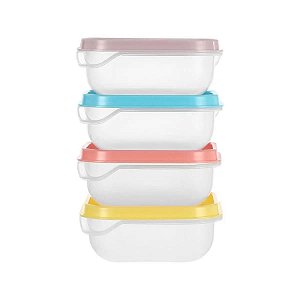 CONJUNTO DE POTES QUADRADOS 4 PEÇAS 180 ML.