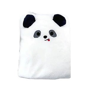 TOALHA DE ROSTO MODELO ANIMAL FACES PANDA TAMANHO 80X30cm. COR BRANCO