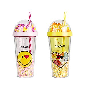 COPO DE PLÁSTICO MODELO TUMBLER SMILEY WORLD 420ml.