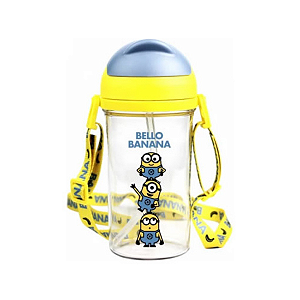 Garrafa Squeeze Infantil com Canudo e Alça Minions Miniso
