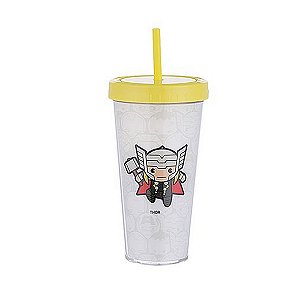 COPO TUMBLER COM CANUDO SÉRIE MARVEL THOR 420ml.