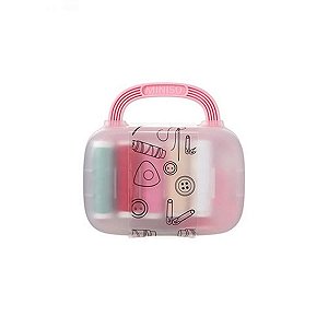KIT DE COSTURA COM MALETA COM ALÇA 19 PEÇAS TAM. 12X8X6 CM.