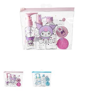 Kit Necessaire Com Frascos Sanrio Miniso Kuromi Cinnamoroll