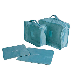 KIT DE VIAGEM ORGANIZADOR DE MALA COM 4 PEÇAS VERDE MINISO