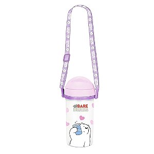 GARRAFA COM ALÇA DE OMBRO E CANUDO 400 ML URSO SEM CURSO POLAR COR ROXA