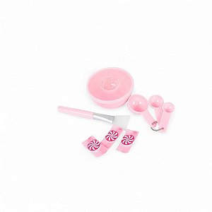 Kit Facial Tigela e Pincel Aplicador Rosa Miniso