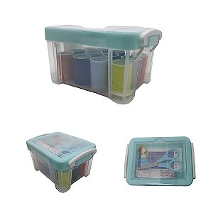 KIT DE COSTURA AZUL COM 12 CORES