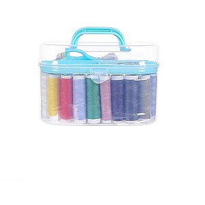 KIT PRÁTICO DE COSTURA  AZUL CLARO TAMANHO 16 X 8 X 9 CM.