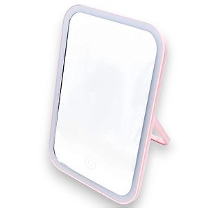 ESPELHO PARA MAQUIAR ROSA COM LUZ DE LED USB MINISO