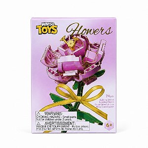 BLOCOS DE MONTAR FLOR ROSA SILVESTRE 74PÇS DECORAÇÃO MINISO
