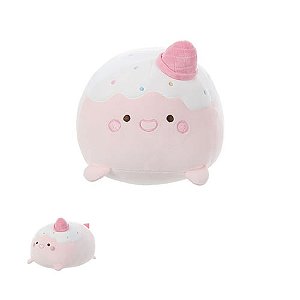 Almofada Fofinha Pelúcia Sorvete Rosa Antialérgica Miniso