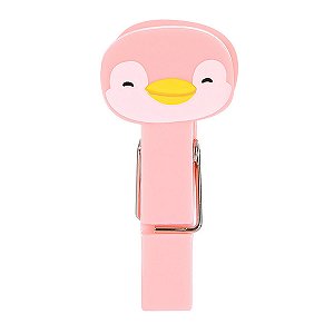 Prendedor: Clips Pinces - Pinguim 4 unidades - Rosa