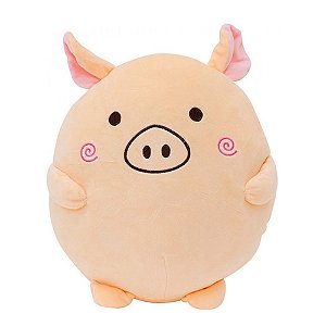 Pelúcia: Almofada Porco Semi Bola Formato 28cm MINISO
