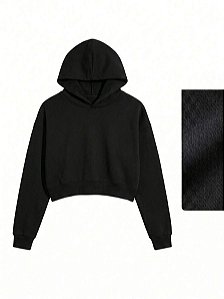 Moletom Cropped Feminino Preto Canguru