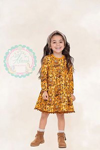 Vestido Nanai Moletom com Estampa Amarela