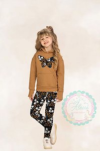 Conjunto Kyly de Moletom Feminino Marron floral