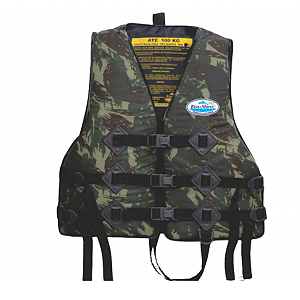 Colete Auxílio Flutuação Tipo Jaqueta c/ Ziper Modelo SL Camuflado