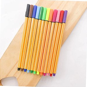 Caneta Fine Liner Marker Neon 12 Cores – Importado (Blister)