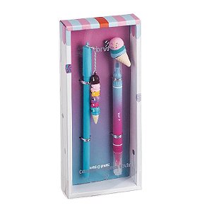 Kit Caneta Esferográfica + Marca Texto Tutti Frutti BRW – Sorvetinho