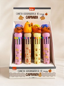 Caneta Esferográfica 10 Cores Capivara Cute Bear – BRW (Unidade)