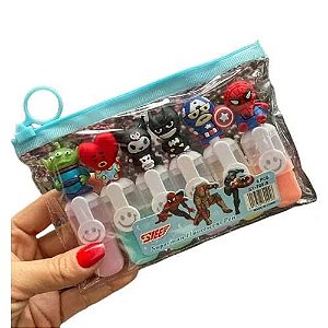 Kit Marca-Texto Mini 6 Cores com Personagens – Estojo Zipado (Unidade)