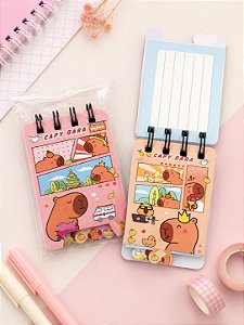 Mini Bloco de Anotações Capybara Cute – Com Folhas Decoradas (Unidade)