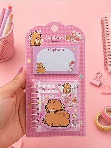 Kit Mini Caderno + Post-it Capivara