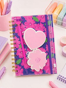 Kit Caderno Floral com Caneta e Blocos Adesivos – UND