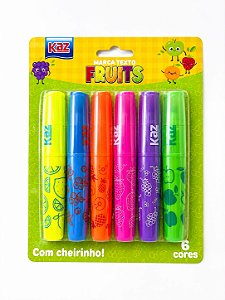 Marca Texto Fruits Kaz – Kit com 6 Cores Aromatizadas