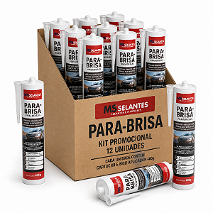 KIT 12 CARTUCHO COLA DE PARABRISA MS SELANTES PRETO 400 GR.