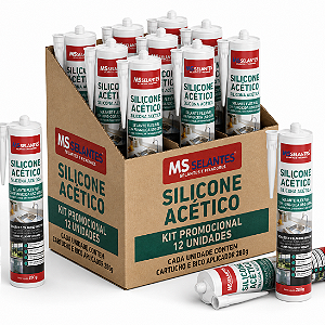 KIT 12 CARTUCHO SILICONE ACETICO INCOLOR 250 GR