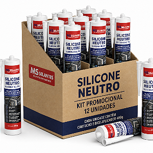 KIT 12 CARTUCHO SILICONE NEUTRO PRETO 280 GR