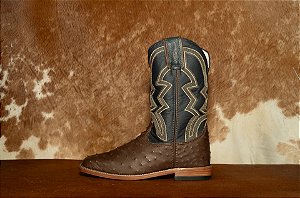 BOTA DGO COD 2528100215G2P- AVESTRUZ TABACO AZUL MARINHO