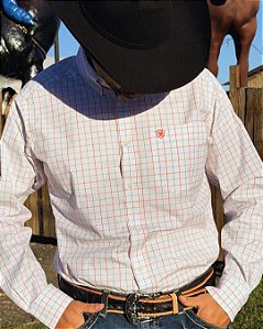 CAMISA MASCULINA M/L IMP ARIAT XADREZ BRANCA
