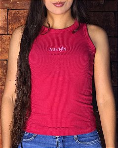 REGATA FEM CANELADA AUSTIN BORDADA PINK
