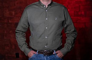CAMISA MASC SLIM M/L	VERDE MILITAR 	AUSTIN