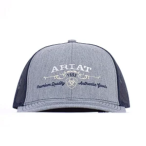 Bone Ariat cinza redinha azul bordado 1993