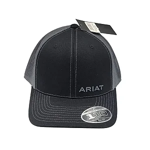 Bone Ariat Preto bordado cinza chumbo