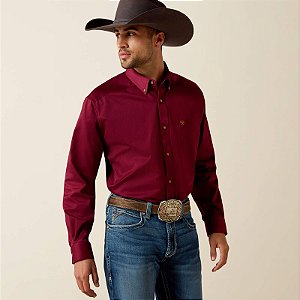 CAMISA MASC M/L IMP VINHO ARIAT