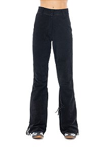 Calça fem em couro Chaparral Preta