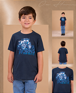 Camiseta Infantil masc Ox horns cinza chumbo
