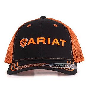 Bone Ariat Imp Preto redinha laranja