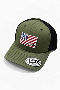 BONE VERDE TELA PRETA LOGO USA FLAG