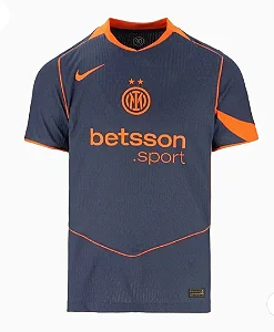 Camisa Inter de Milão III 25/26 - TOTAL 90 Torcedor Masculina - Cinza e Laranja