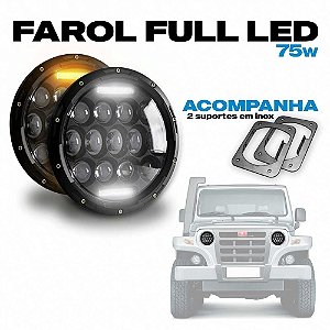 Par Farol Led Fumê 7 Polegadas 75W + Suporte + Canceller Troller 2015 a 2021