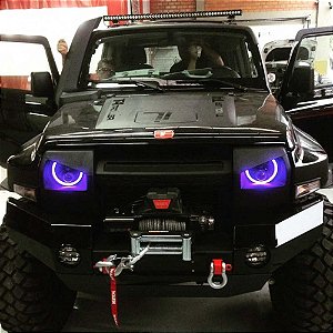Par Farol Led Angel Eyes RGB 16 Milhões de Cores 7 Polegadas + Suporte Troller 2002 a 2014
