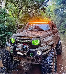 Barra Led 420w 44\" Dual Color Com Strobo Lente 7d Cree - Ideal para Teto do Troller e Camionetes