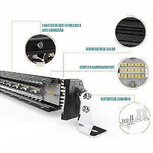 Barra de Led Curva Dual Color 390W 22 Polegadas 8D Linha Premium 56cm