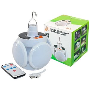 Lanterna Dobrável LED 4 folhas Redonda - Carregamento USB Controle Remoto