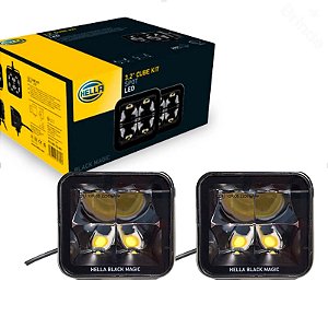 Par de Farol auxiliar CUBO Black Magic LED 40w Kit 3.2\" (Spot) HELLA